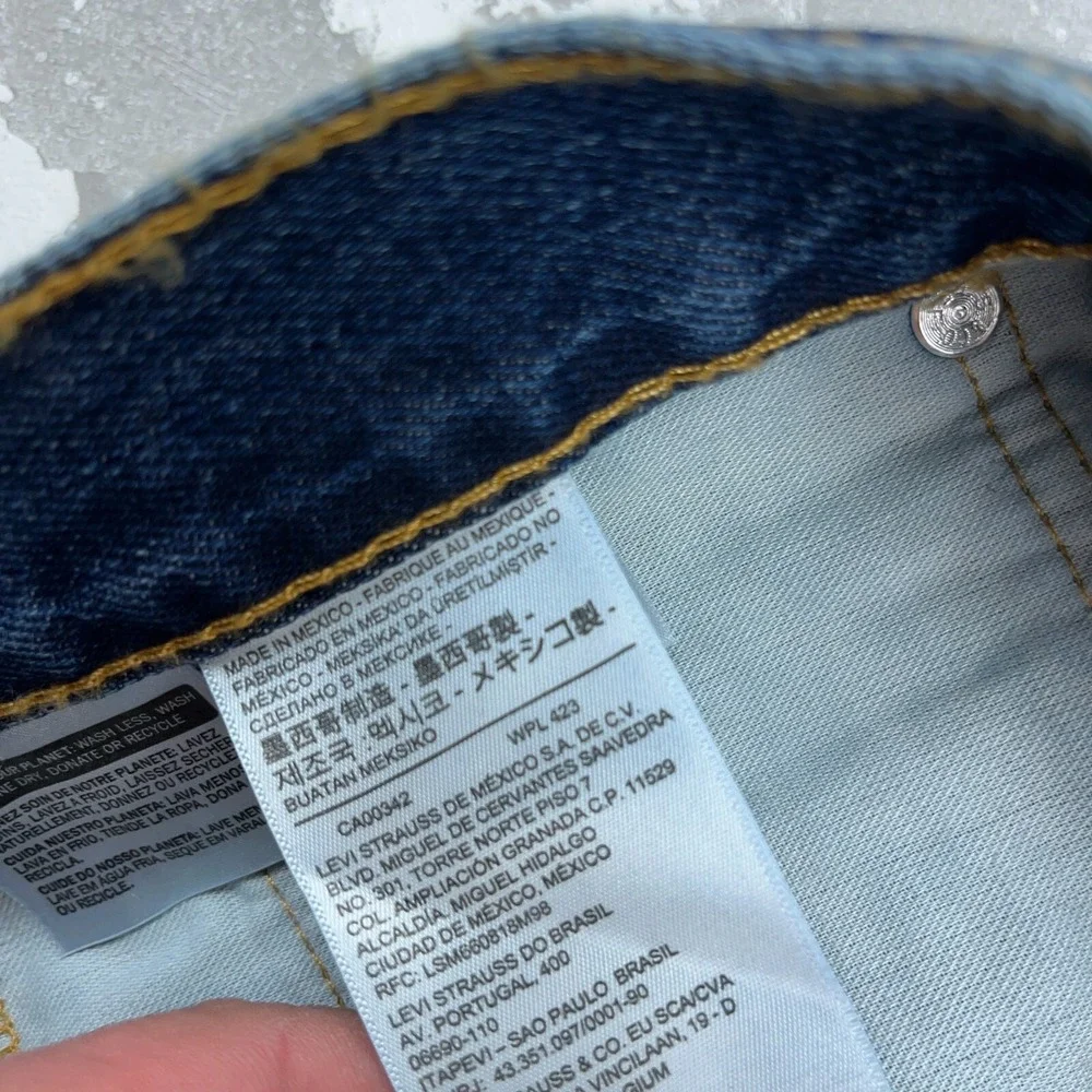 Levis 505 Jeans Men 40x32 Regular Fit Dark Blue Wash Denim Pants Adult CC4 - Picture 13 of 16